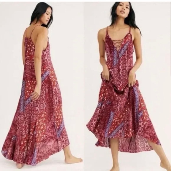 Free People Dresses & Skirts - Free People Work of Art red print boho maxi dress